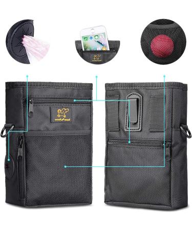 Dog Food Bag with Treat Pouch & Travel Bowl | Adjustable Waist Belt | Dog Training Clicker | Black - Buy Online on GoSupps.com