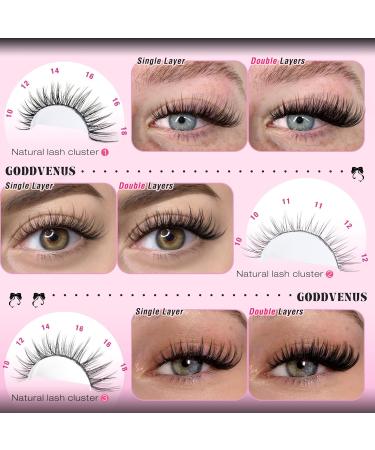 Goddvenus Lash Clusters Kit - Wispy Individual Eyelash Extensions C Curl Fluffy Waterproof Lashes (165pcs 10-18mm) - DIY Beauty Essentials for Stunning Eyes - Buy Online on GoSupps.com