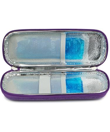 Onegenug Insulin Cooling Bag - Portable Eva Hardshell with 2 Cooling Packs for Insulin Pen & Syringes - Diabetic Accessories - Pure Purple - Buy Online on GoSupps.com