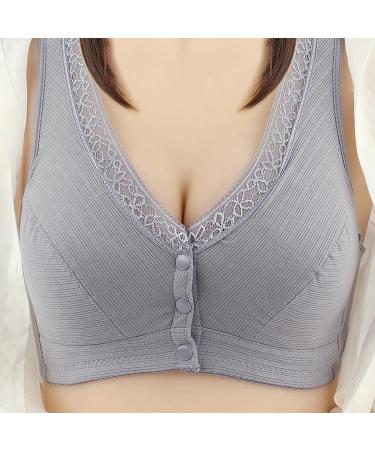 Shop Sexy Lace Front Buckle Underwear | Plus Size Push-Up Bra in Gray - Ideal for Women | Classic BH with Transparent Light Design - Buy Online on GoSupps.com