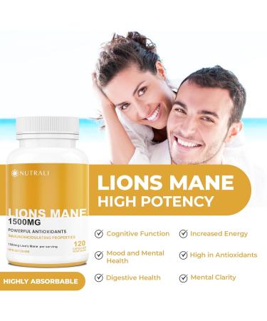 MAXIMUM POTENCY Lions Mane Supplement Extract Capsules 1500mg per Serving (3 capsules) Potent Brain Nootropic Supplement Improved Focus Memory and Increased Energy. Perfect for making Mushroom Coffee. Non-GMO Vegan Gluten Free. 120 Canadian Grown Mushroom - Buy Online on GoSupps.com