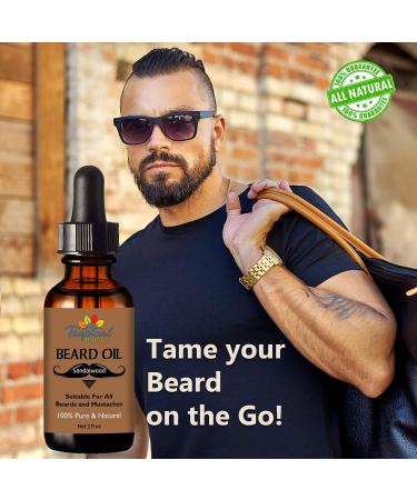 Sandalwood Beard Oil 2fl oz - Nourish & Tame Your Beard with Woodsy Scent | Perfect for Men s Grooming - Buy Online on GoSupps.com