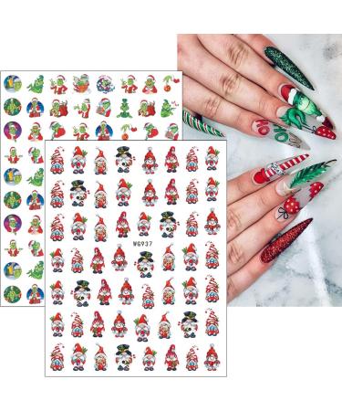 Christmas Nail Stickers 9 Sheets Self-Adhesive Nail Decal Snowflake Santa Claus Hat Red Nail Art Decoration Design Supplie - Buy Online on GoSupps.com