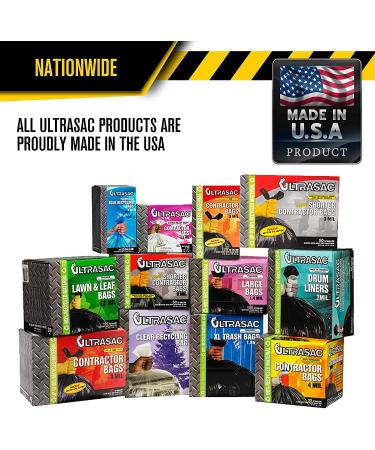 UltraSac 891454 Contractor Trash Bags - 50 Pack with Ties - Heavy Duty 3 MIL Thick - 39 x 32 - 33 Gallon Black Version - Ideal for Industrial, Commercial, and Construction Use - Buy Online on GoSupps.com