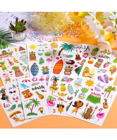 KINBOM 8 Sheets Hawaiian Luau Temporary Tattoos Stickers for Kids & Adults - Summer Pool Party Decorations & Supplies - Buy Online on GoSupps.com