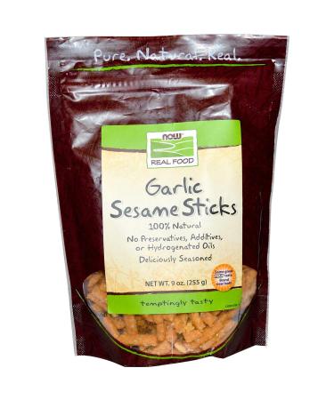 Now Foods Real Food Garlic Sesame Sticks 9 oz (255 g)