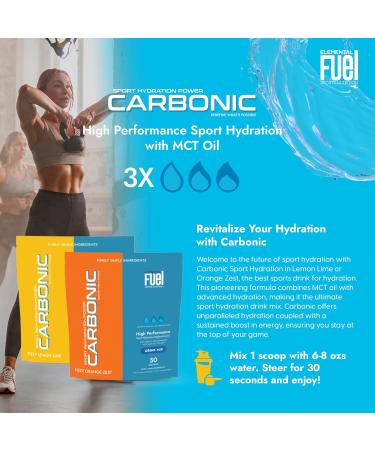 Carbonic Fizzy Lemon Lime Hydration & MCT Oil Powder - Advanced Electrolyte Formula for Enhanced Hydration Energy & Recovery - 50 Servings - Buy Online on GoSupps.com
