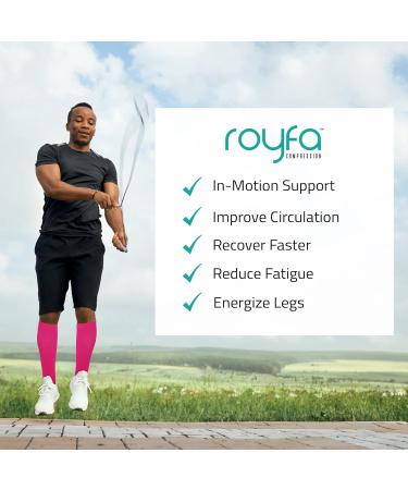 Royfa Compression Socks for Women & Men - 15-20 mmHg Support for Sports & All-Day Wear - Large Pink Performance Socks - Buy Online on GoSupps.com