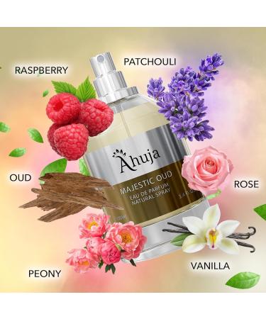 AHUJA Majestic Oud Eau De Parfum For Men & Women 3.4 fl oz Long Lasting Luxury Fragrance for Him and Her Unisex Perfume Enduring Nature Scents - Oud Vanilla Raspberry Rose Peony Wood Patchouli Majestic Oud 3.4 Fl Oz (Pack of 1) - Buy Online on GoSupps.com