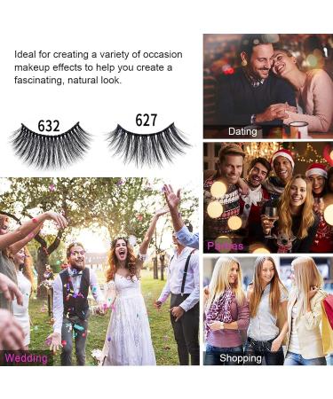 Shop 10 Pairs of 3D Natural Black Handmade False Eyelashes - Thick Reusable Invisible Band - Buy Online on GoSupps.com