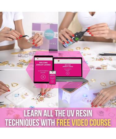 MODDA UV Resin Jewelry Making Kit for Adults - Includes UV Resin, Lamp, Molds, Glitters, Foil Flakes - Beginner Friendly with Video Course - DIY Arts and Crafts - Buy Online on GoSupps.com