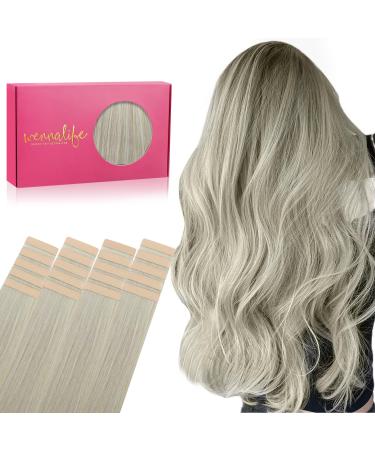 If Salife Tape Extensions Real Hair 20Pcs 50g 55cm 22 inch gray remy invisible tape extensions silky straight real hair extensions skin weft tape into 55cm #grau