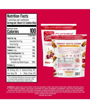 Cooper Street All-Natural Dairy & Peanut Free Biscotti Cookies - White Chunk Michigan Cherry 5oz (Pack of 6) - Buy Online on GoSupps.com