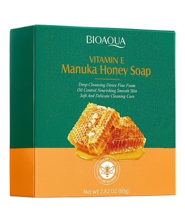 BIOAQUA Vitamin E Manuka Honey Soap Deep Cleansing Foam Oil Control Nature Nourishing Smooth Moisturizing Skin 80g / 2.82oz