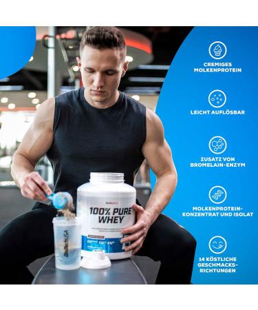 BiotechUSA 100% Pure Whey Protein Powder - 21g Protein BCAA & Glutamine Gluten-Free Palm Oil-Free - Strawberry Flavor 454g - Buy Online on GoSupps.com