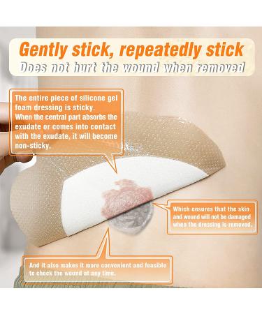 Carbou Sacrum Silicone Foam Dressing 6''x7'' - Waterproof Sacral Pad for Pressure Ulcers - 5 Pack - Buy Online on GoSupps.com