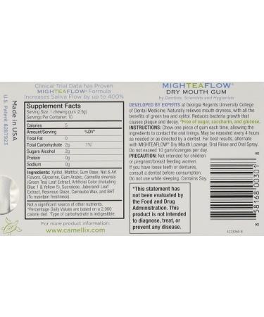 MighTeaFlow Xylitol Dry Mouth Gum - Spearmint - Case of 8 Packs (80 Pieces) - Clinically Tested - Stimulates Saliva - Reduces Bad Bacteria - Buy Online on GoSupps.com