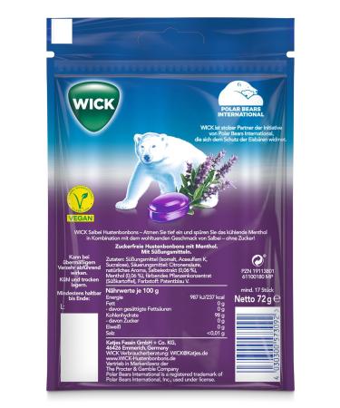 Buy WICK Sage Cough Drops with Cooling Menthol - Sugar-Free 72g Pack for International Shipping - Buy Online on GoSupps.com