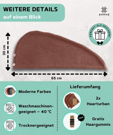 Buy Pamuq 100% Cotton Hair Turban Set - Quick-Drying Brown Towel with Buttons - 2 Series Hair Drying Towels for Effortless Style - Buy Online on GoSupps.com