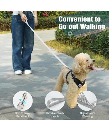 Pawaboo Dog Harness & Leash Set - Adjustable Anti-Train Vest for Small & Medium Dogs | Breathable X-Frame Design (M Black) - Buy Online on GoSupps.com