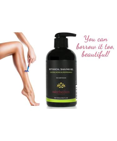 Buy Botanical Shaving Gel - Sandalwood & Peppermint | All Natural Skin Care for a Smooth Gentle Shave | 8oz International Shipping - Buy Online on GoSupps.com