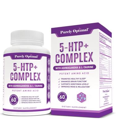 Premium 5-HTP Plus Supplement 250mg Maximum Strength - Sleep Aid, Mood Boost, Promotes Calm & Relaxation, Stress Management Support - Enhanced with Vitamin B6, Gluten Free, Non-GMO, 60 Veggie Caps