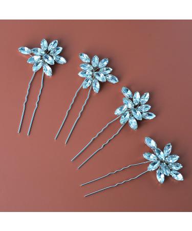 Wedding Hair Accessories for Brides  Beusoulover Silver Bridal Hair Pins with Crystal Rhinestones for Women  Girl Hairstyle  Party  Prom.