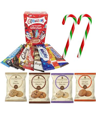 Hot Chocolate Gift Set - 8 Celebrations Hot Chocolate Sachets Selection Gift Hamper Gift Set Candy Canes Cookies - Valentine's Day Mother's Day Kids Adults - Buy Online on GoSupps.com