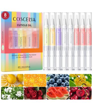 COSCELIA Coscelia 8 Pcs Cuticle Nail Oil Pens for Cuticles Nail Nutrition Oil Nail Care to Repair Cracks and Cuticle Oil Dry Mix Taste