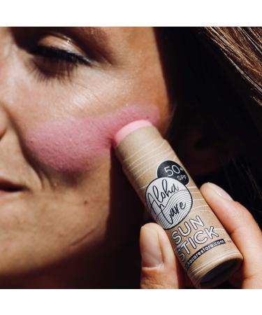 Aloha Sun Stick SPF 50+ (Pink) Sunscreen Stick Sun Block Stick for Face Sunscreen SPF 50 for Surfing Great Sun Cream for Kids & Outdoor Sports Sunscreen Plastic Free Packaging 20g - Buy Online on GoSupps.com