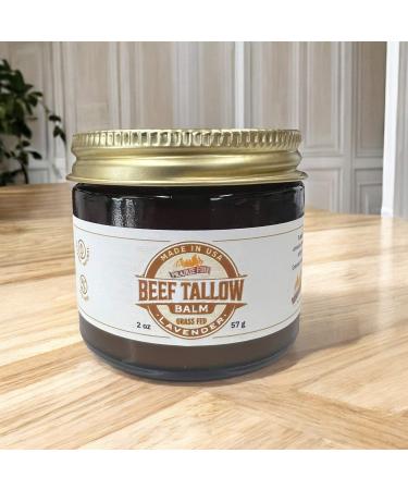 Beef Tallow Balm - 2 oz - Grown and Made in USA - Organic Grass Fed and Finished Tallow - Moisturizing Skin Care