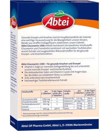 Abbey Glucosamine 1500 Plus Devil Claw - High-Dose Dietary Supplement for Healthy Bones & Cartilage - 30 Tablets - Buy Online on GoSupps.com