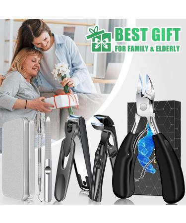 Toenail Clippers for Seniors - Heavy Duty Angled Head Nail Cutters for Thick Nails 5Pcs with Catcher & Wide Jaw Opening - Buy Online on GoSupps.com