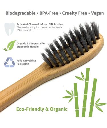 BPA-Free Biodegradable Bamboo Toothbrush Set - 8-Pack with Activated Carbon Bristles for Whitening & Microfleece Removal - Buy Online on GoSupps.com