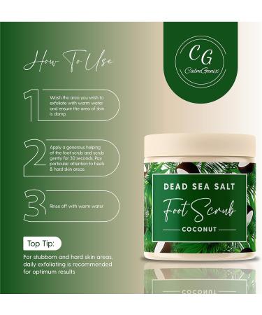 CalmGenix Dead Sea Salt Foot Scrub with Coconut Oil | Natural Exfoliator for Cracked Heels and Dry Skin | Foot Moisturizer for Home Spa - 460g - Buy Online on GoSupps.com