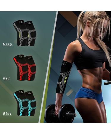 VEROLO Elbow Brace - Pack of 2 Compression Arm Sleeves for Men & Women | Tennis Elbow Support & Pain Relief | Large Black Weightlifting Elbow Sleeve - Buy Online on GoSupps.com