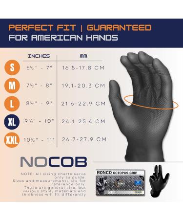 NOCOB Black Nitrile Disposable Gloves - (Raised Diamond Texture Grip) 6 Mil Thickness Latex and Powder Free (XL 500 count) - Buy Online on GoSupps.com