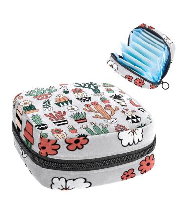 GIAPB Period Bag Sanitary Napkin Storage Bag Period Pouch Travel Makeup Bag Plants Flower Pattern Color3311