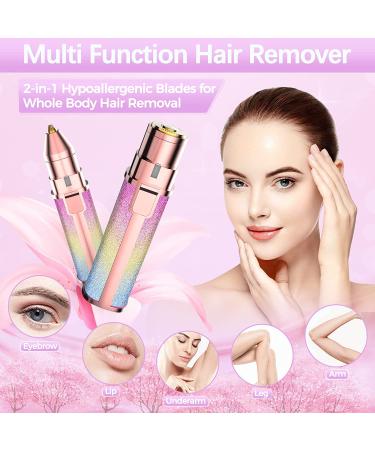 Facial Hair Removal for Women - Flawless Touch Hair Remover & 2 in 1 Trimmer with LED Light - Rechargeable Epilator for Peach Fuzz, Lips, Chin, Arms - Buy Online on GoSupps.com