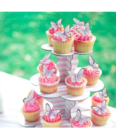 Blumomon 30-Piece 3D Butterfly Cake Topper Decorations - Purple & Gold Rim - Perfect for Weddings Baby Showers & Birthday Parties - Mixed Size Butterfly Cupcake Picks - Buy Online on GoSupps.com
