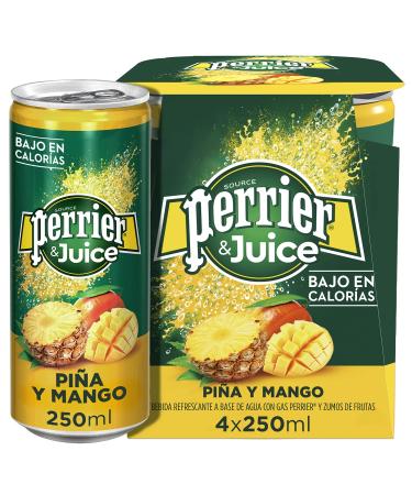 Perrier Natural Mineral Water with Gas and Juice – Perrier & Juice Pineapple Handle 4 x 25 cl (4 x 250 ml)