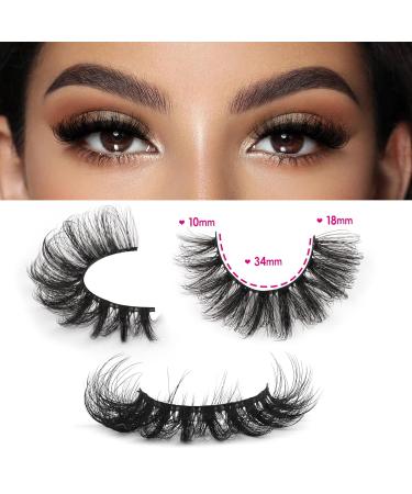 JIMIRE 6D Volume Mink Lashes - Fluffy Cat Eye Wispy False Eyelashes 7 Pairs Pack 18MM - Buy Online on GoSupps.com