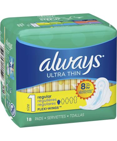 Always Ultra Thin Regular Pads With Wings Multi Size 1 - Unscented, 18 Count - Buy Online on GoSupps.com