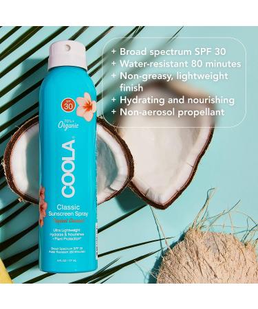 COOLA Organic Sunscreen SPF 30 Sunblock Spray - Daily Protection, Tropical Coconut - 6 Fl Oz - Buy Online on GoSupps.com