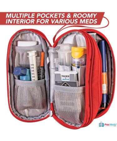 PracMedic Bags 2 Tier Insulin Cooler Travel Case - Red Carry Case for Epipen, Diabetic Supplies, Inhaler, Auvi-Q - First Aid Bag for Diabetes Medication - Buy Online on GoSupps.com