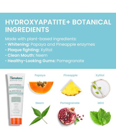 Himalaya Botanique Whitening + Hydroxyapatite Toothpaste for Whiter Teeth & Fresher Breath Hydroxyapatite Support & Mint Flavor Fluoride-Free SLS Free & Vegan 4.0 oz 2 Pack 113 g (Pack of 2) - Buy Online on GoSupps.com