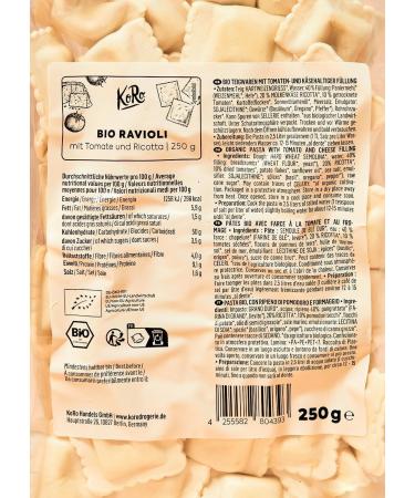  KoRo KoRo - Organic Tomato and Ricotta Ravioli 250g - Mediterranean Stuffed Noodles - Vegetarian - Quick and easy to prepare - Can be stored without refrigeration - Buy Online on GoSupps.com