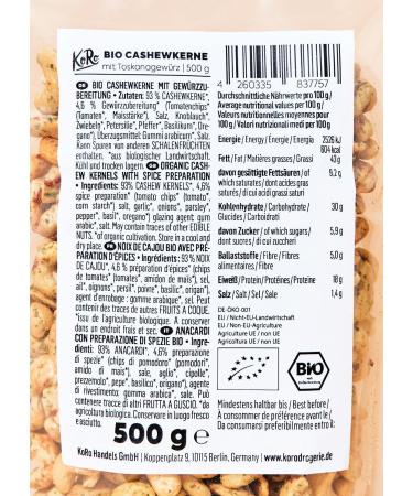KoRo - Organic Tuscan Spiced Cashews 500g - Buy Online on GoSupps.com