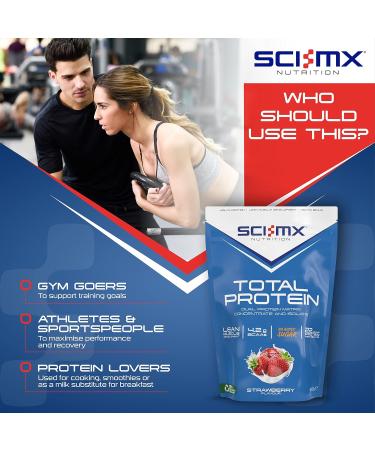 SCI-MX Total Protein Duo Muscle Building Powder - Strawberry Flavour 900g (30 Servings) - Buy Online on GoSupps.com