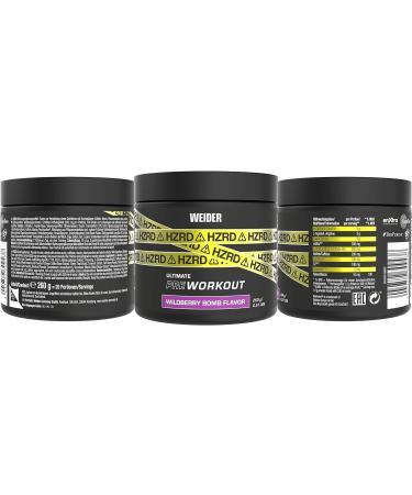 Weider HZRD Pre-Workout Powder Wildberry Storm - Energy Booster for Intense Gym Sessions - 20 Servings (200g) - Buy Online on GoSupps.com